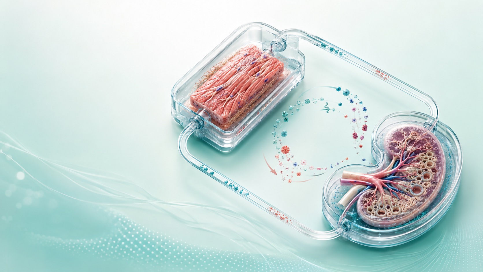 Engineered cardiac and kidney tissue modules connected in a cardio-renal microphysiological system